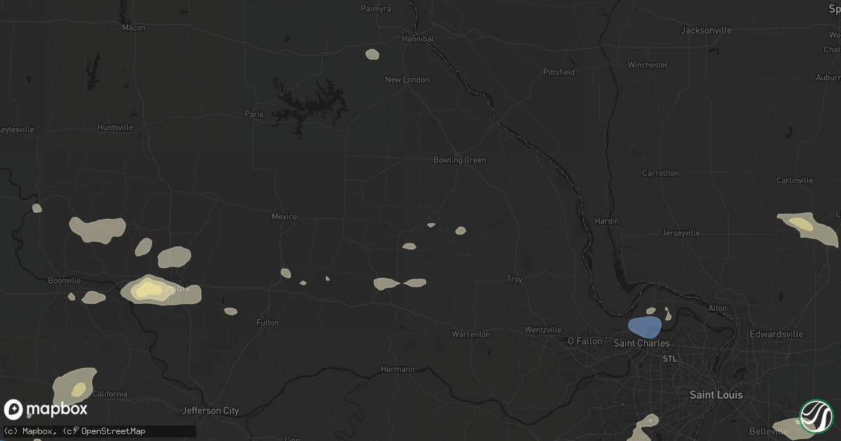 Hail map in Middletown, MO on July 10, 2026