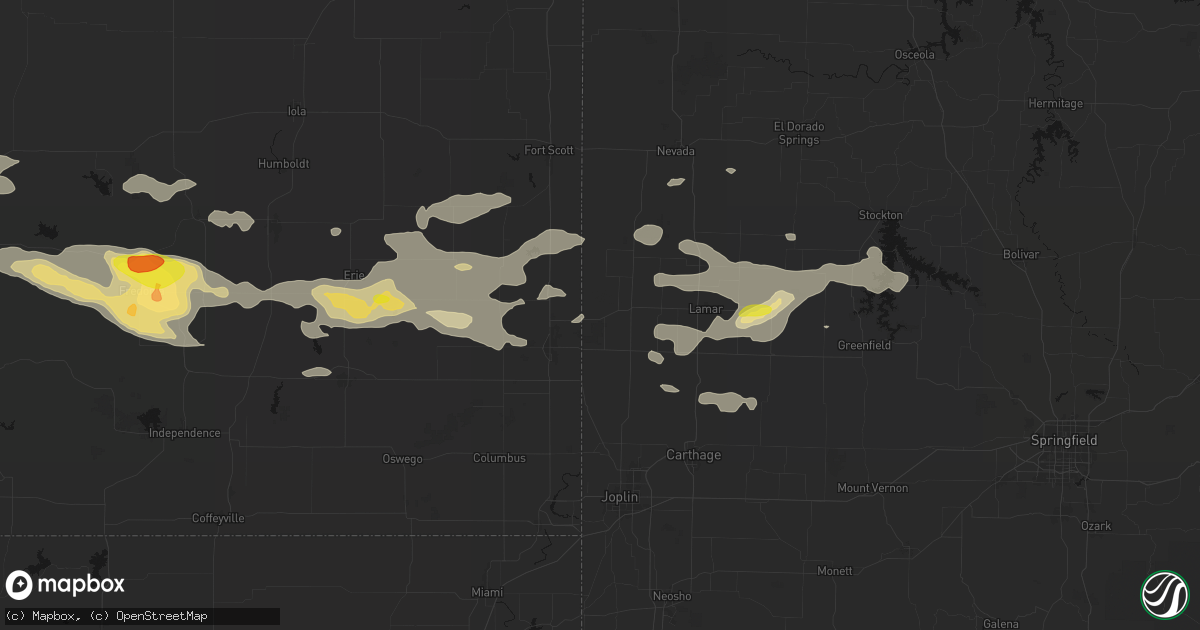 Hail map in Mindenmines, MO on July 10, 2026