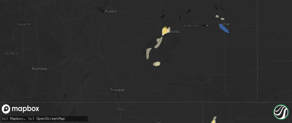 Hail map in Model, CO on July 10, 2026