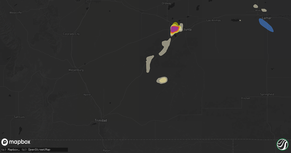 Hail map in Model, CO on July 10, 2026