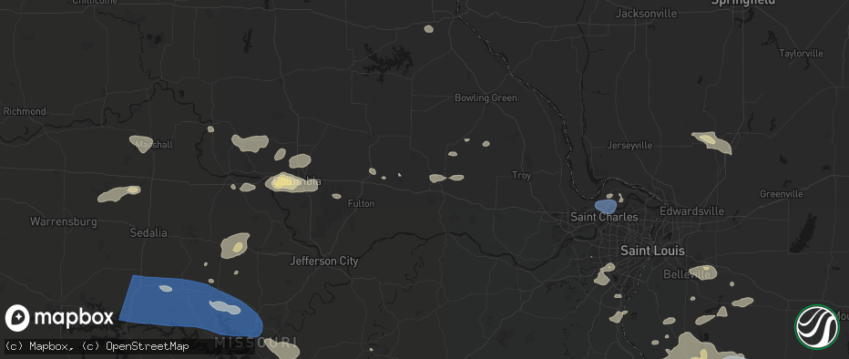 Hail map in Montgomery City, MO on July 10, 2026