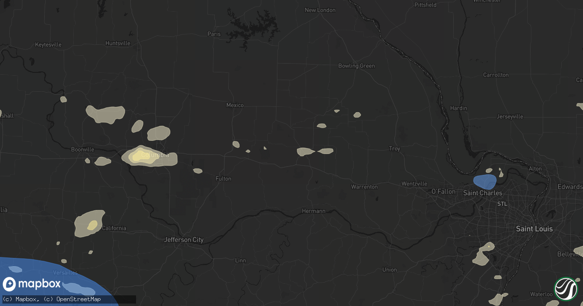 Hail map in Montgomery City, MO on July 10, 2026