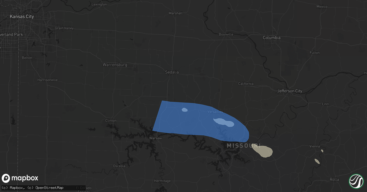Hail map in Mora, MO on July 10, 2026