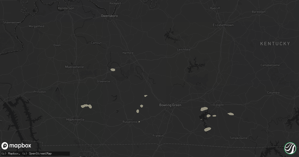 Hail map in Morgantown, KY on July 10, 2026