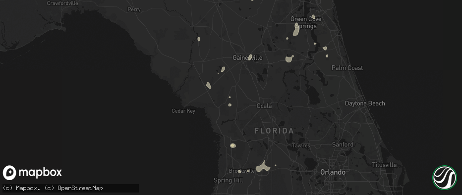 Hail map in Morriston, FL on July 10, 2026
