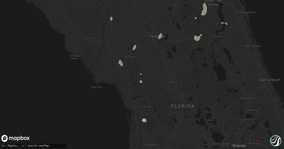 Hail map in Morriston, FL on July 10, 2026