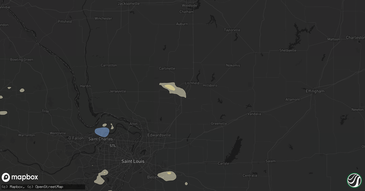 Hail map in Mount Olive, IL on July 10, 2026