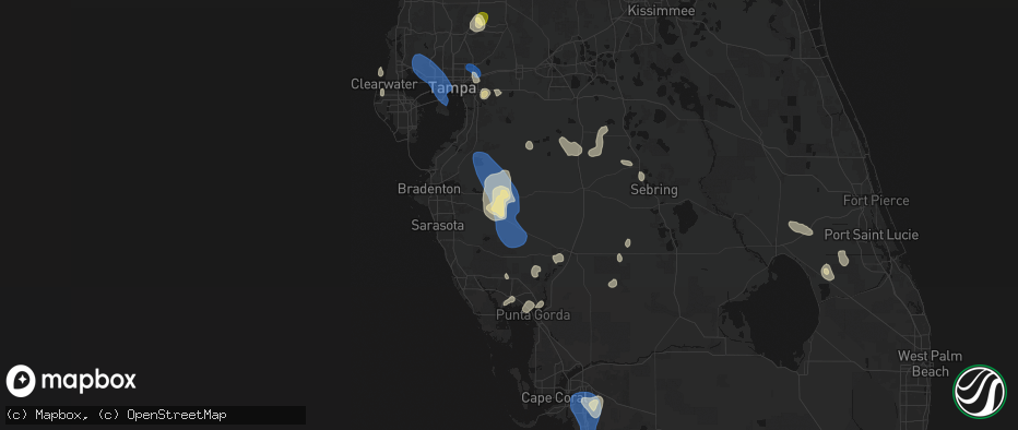 Hail map in Myakka City, FL on July 10, 2026