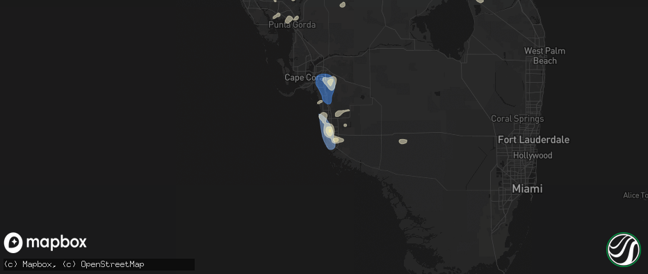 Hail map in Naples, FL on July 10, 2026
