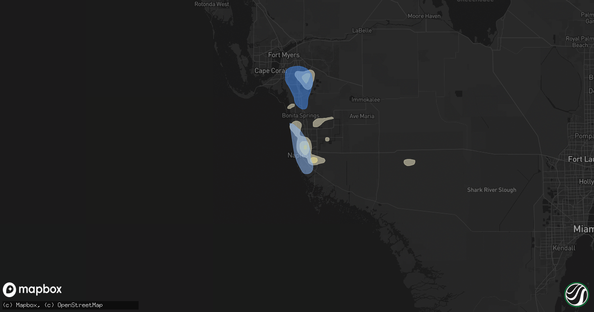 Hail map in Naples, FL on July 10, 2026