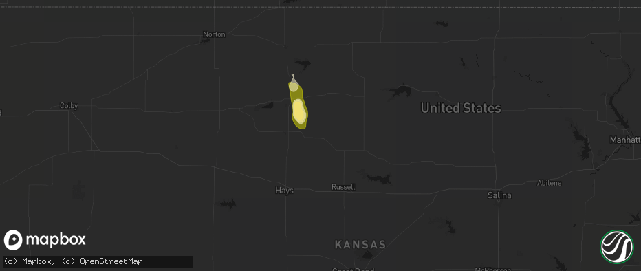 Hail map in Natoma, KS on July 10, 2026