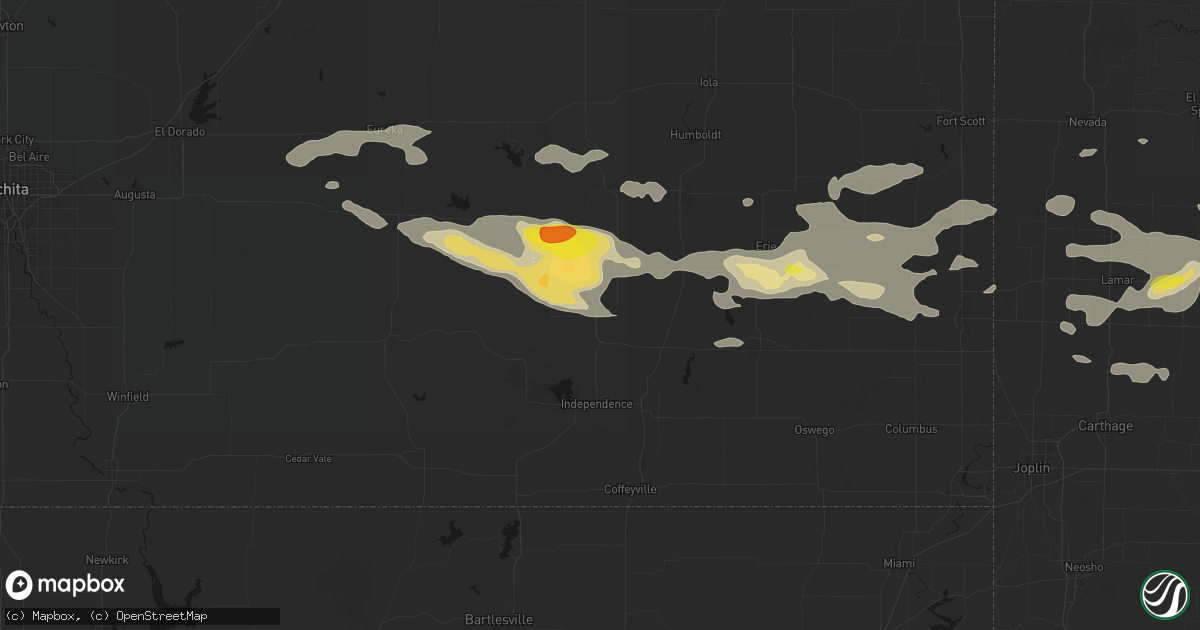 Hail map in Neodesha, KS on July 10, 2026