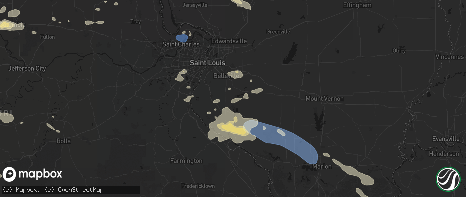 Hail map in New Athens, IL on July 10, 2026