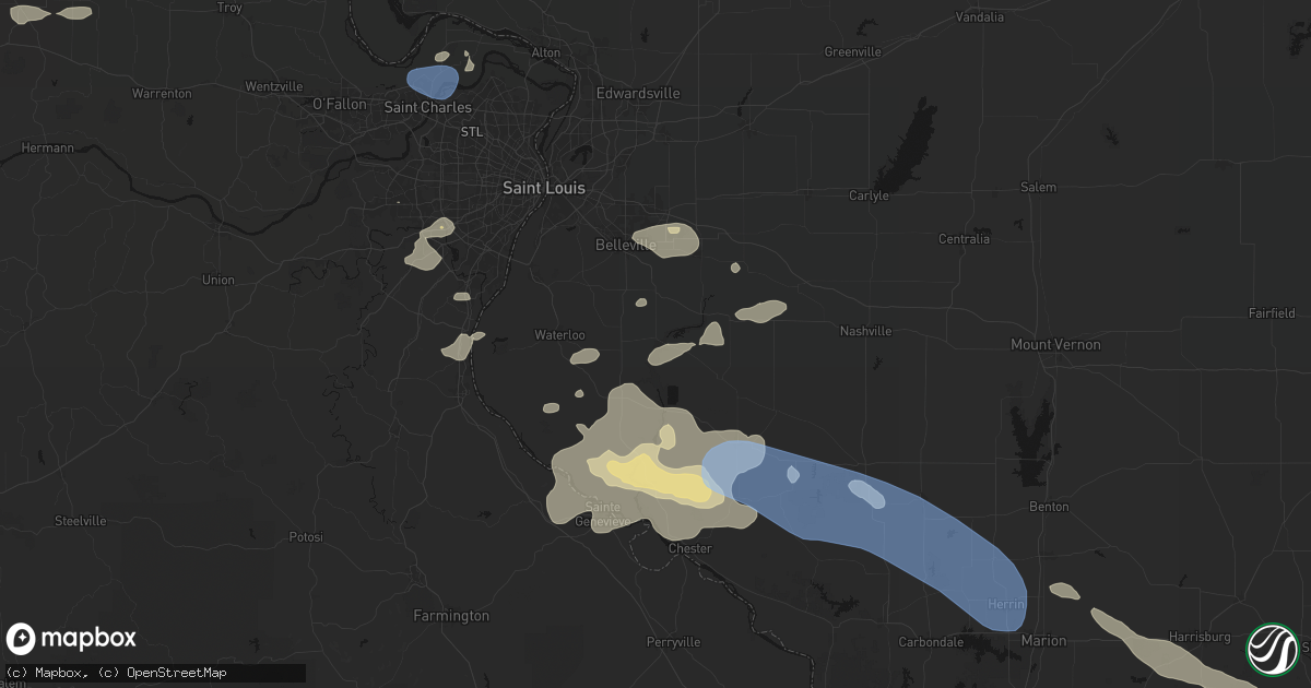Hail map in New Athens, IL on July 10, 2026