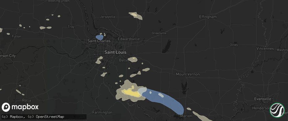Hail map in New Baden, IL on July 10, 2026