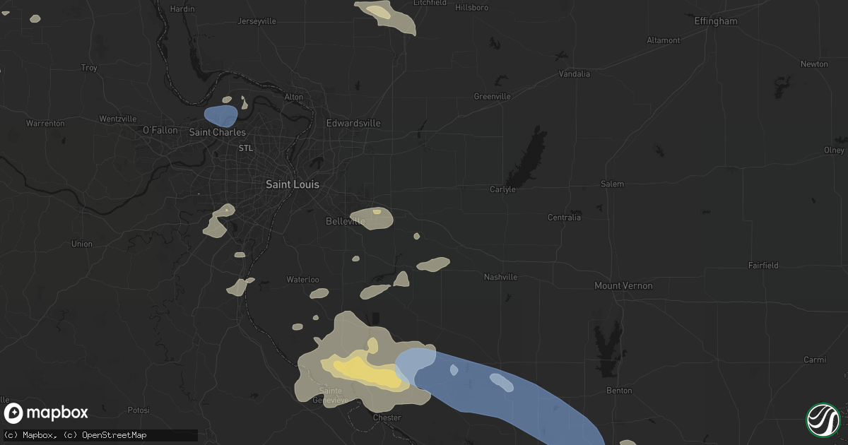 Hail map in New Baden, IL on July 10, 2026