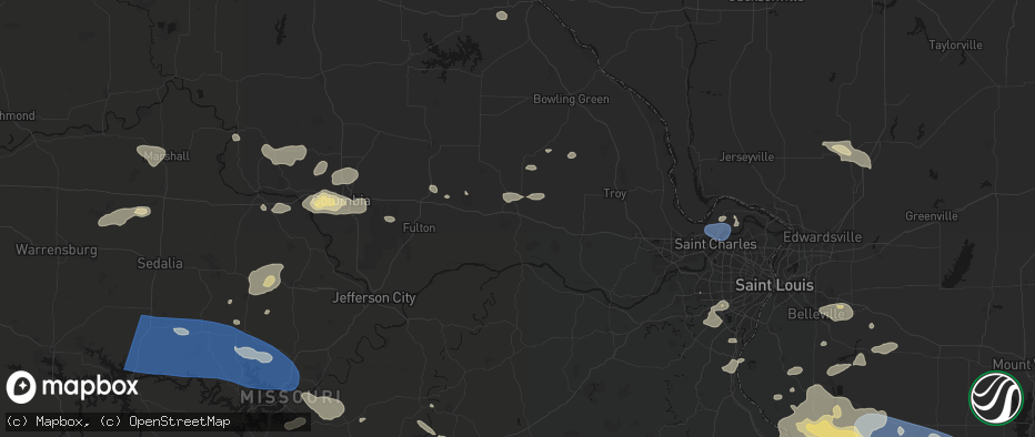 Hail map in New Florence, MO on July 10, 2026