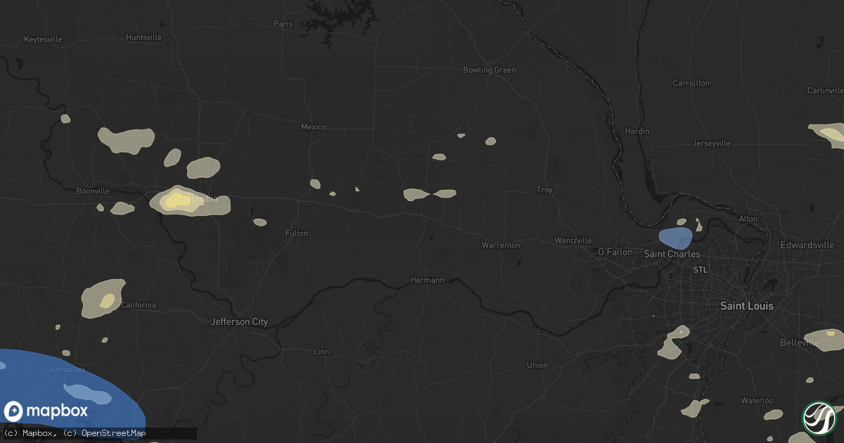 Hail map in New Florence, MO on July 10, 2026