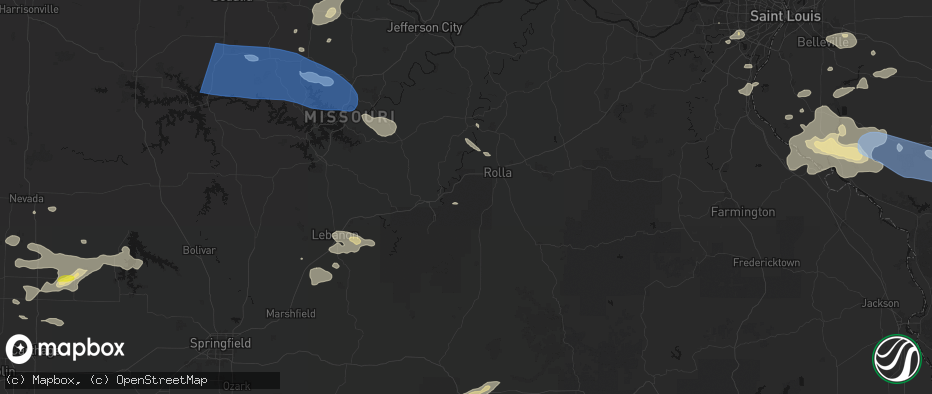 Hail map in Newburg, MO on July 10, 2026