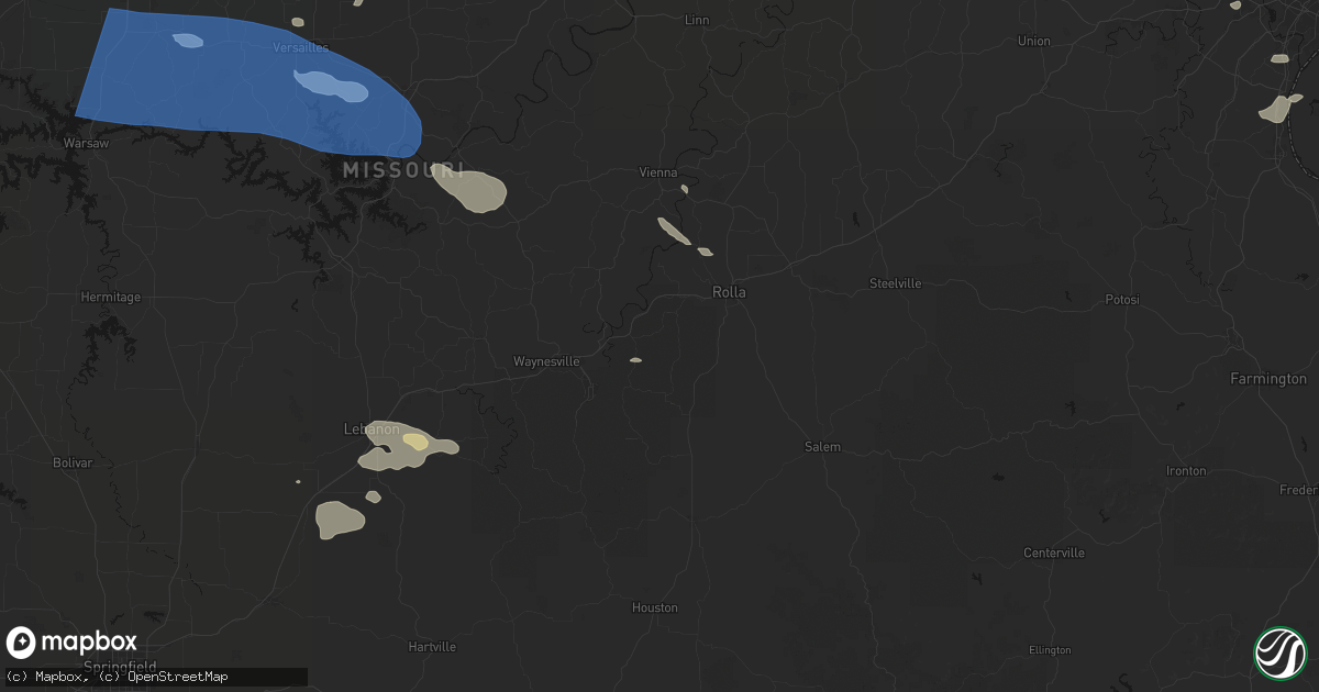 Hail map in Newburg, MO on July 10, 2026