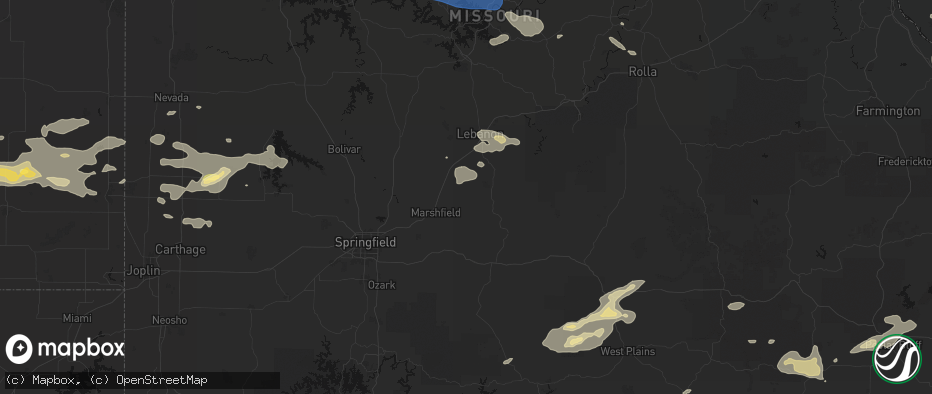 Hail map in Niangua, MO on July 10, 2026