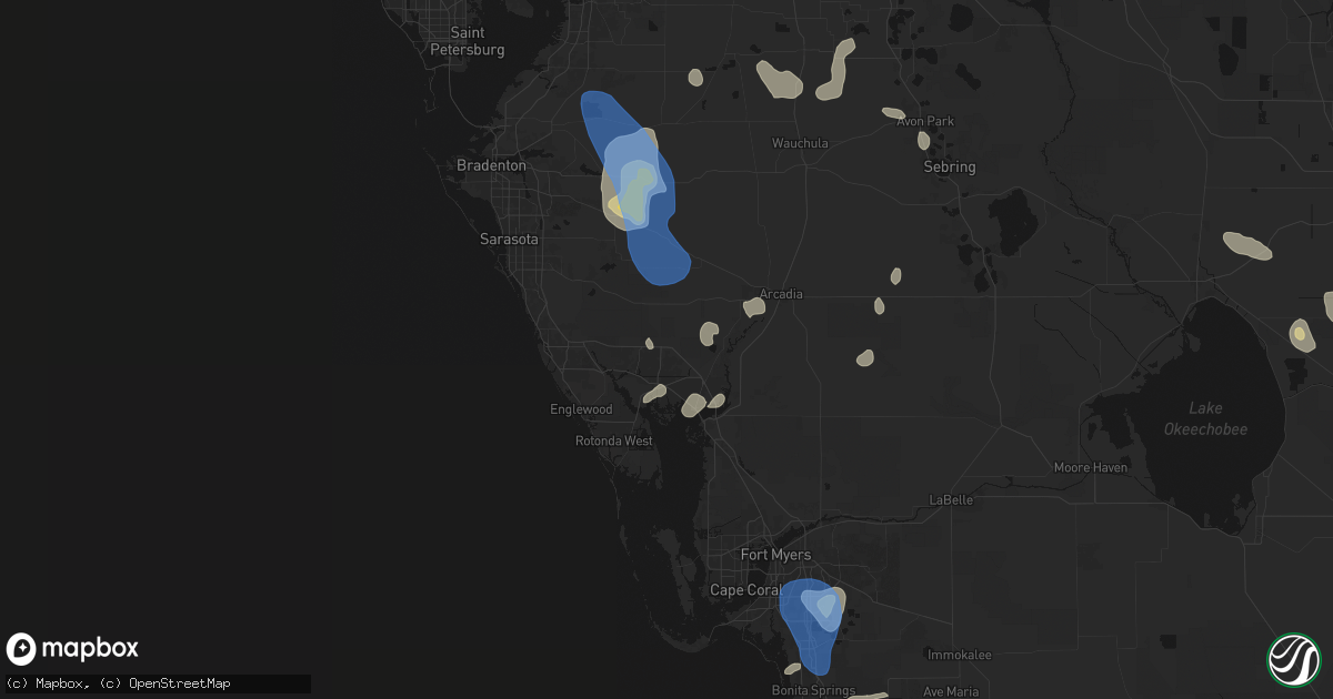 Hail map in North Port, FL on July 10, 2026