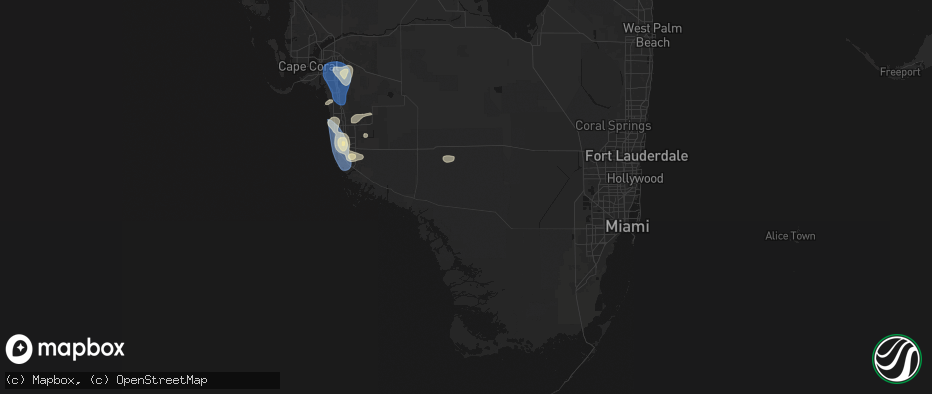 Hail map in Ochopee, FL on July 10, 2026