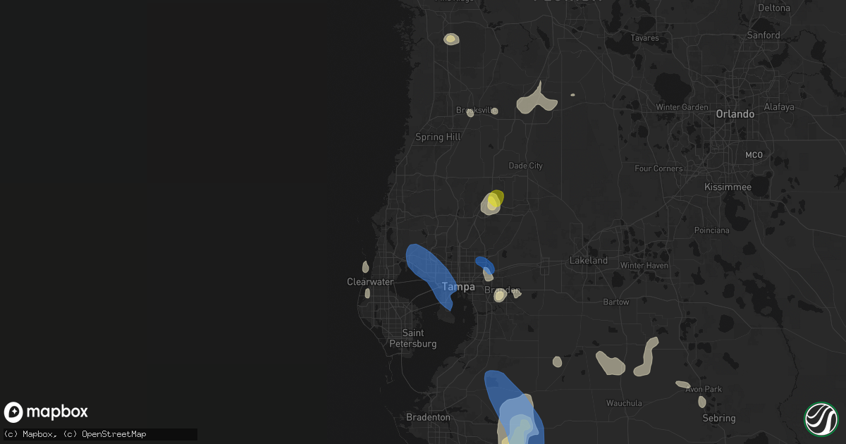 Hail map in Odessa, FL on July 10, 2026