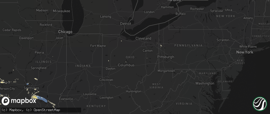 Hail map in Ohio on July 10, 2026