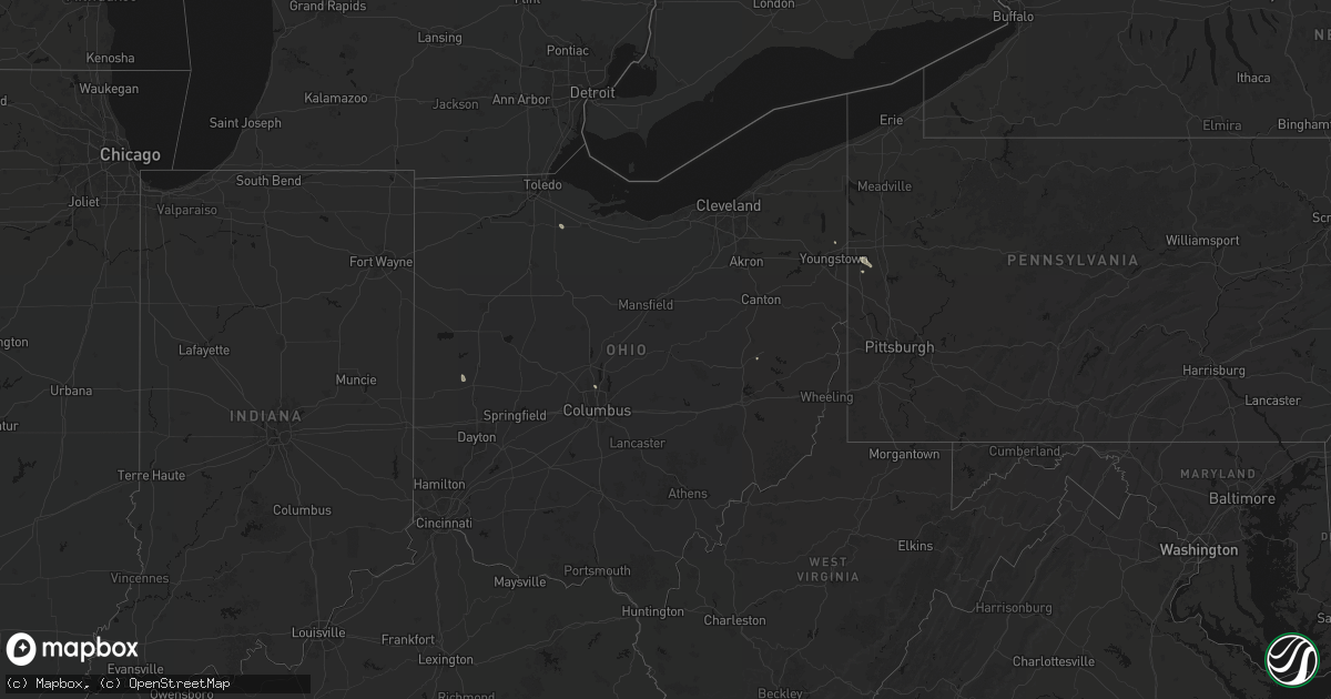 Hail map in Ohio on July 10, 2026