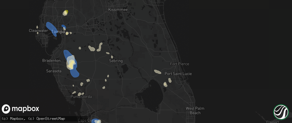 Hail map in Okeechobee, FL on July 10, 2026