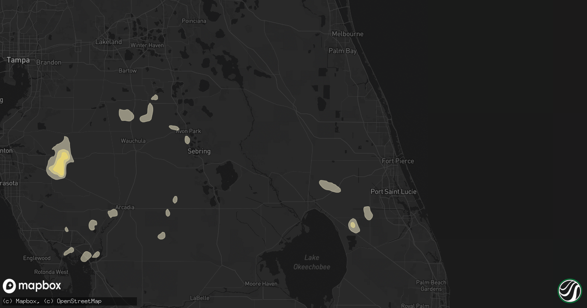 Hail map in Okeechobee, FL on July 10, 2026
