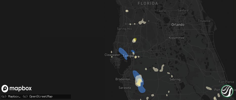 Hail map in Oldsmar, FL on July 10, 2026