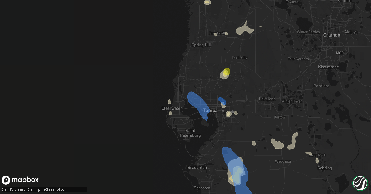 Hail map in Oldsmar, FL on July 10, 2026