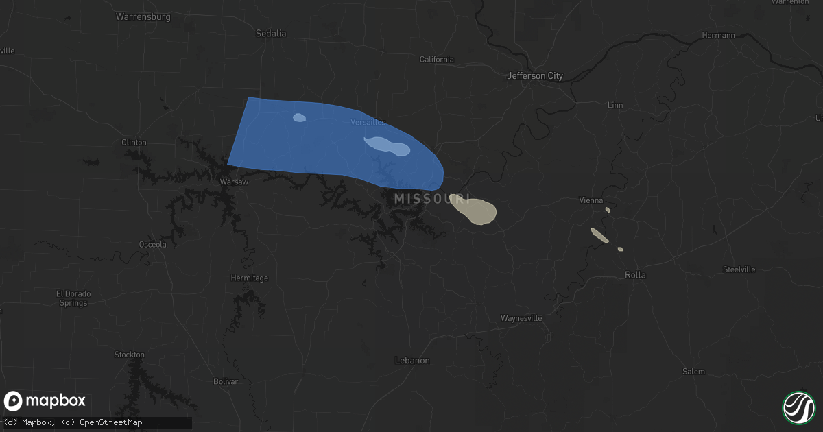 Hail map in Osage Beach, MO on July 10, 2026