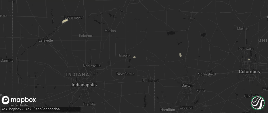 Hail map in Parker City, IN on July 10, 2026