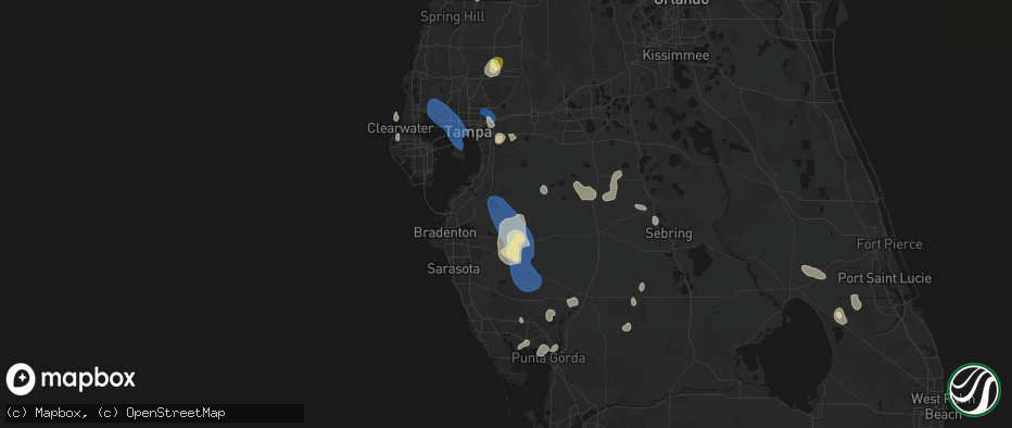 Hail map in Parrish, FL on July 10, 2026