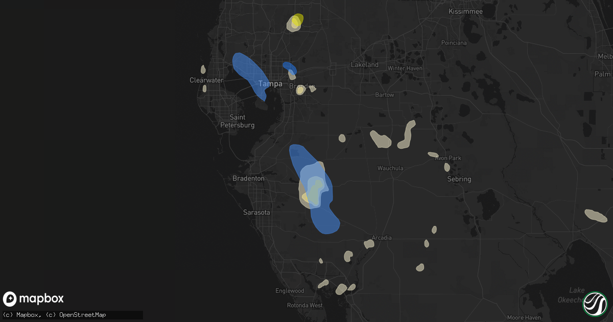 Hail map in Parrish, FL on July 10, 2026