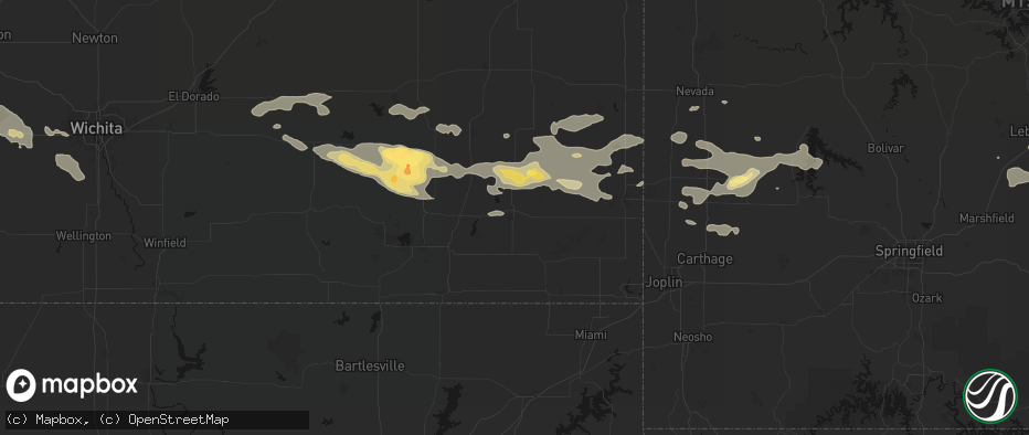 Hail map in Parsons, KS on July 10, 2026