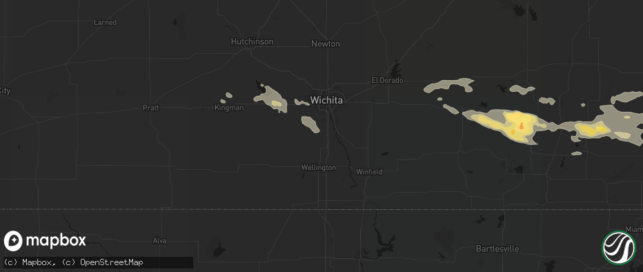 Hail map in Peck, KS on July 10, 2026