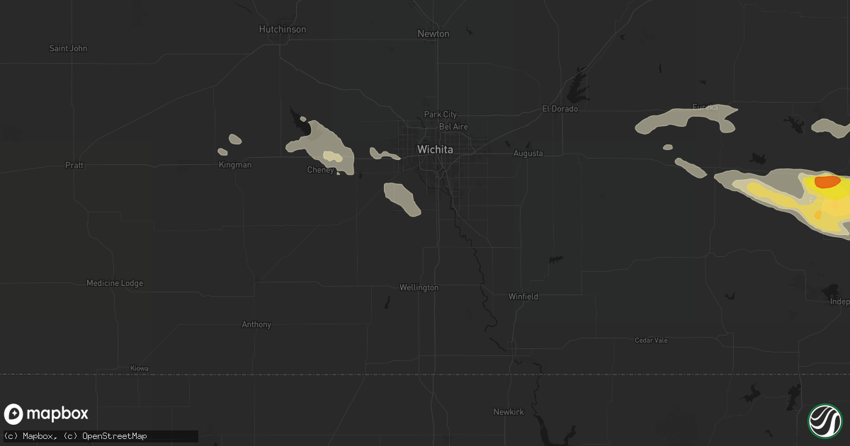 Hail map in Peck, KS on July 10, 2026