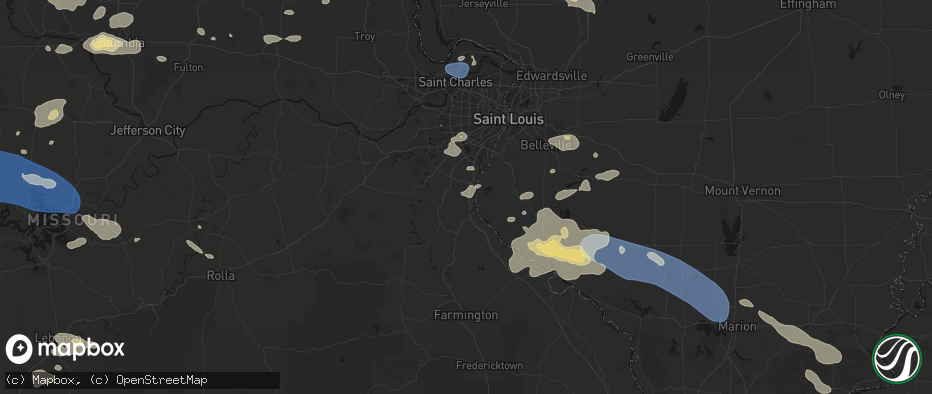 Hail map in Pevely, MO on July 10, 2026
