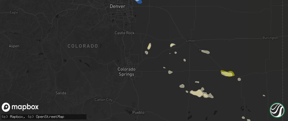 Hail map in Peyton, CO on July 10, 2026