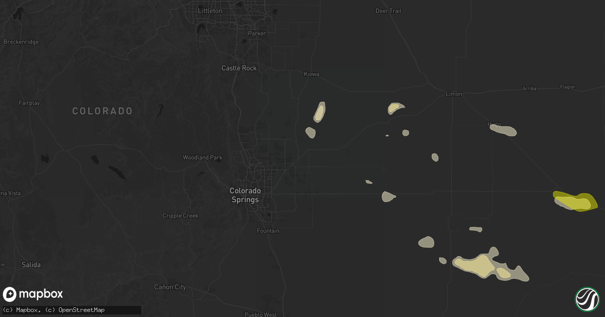 Hail map in Peyton, CO on July 10, 2026