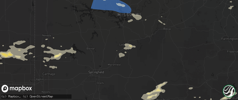 Hail map in Phillipsburg, MO on July 10, 2026
