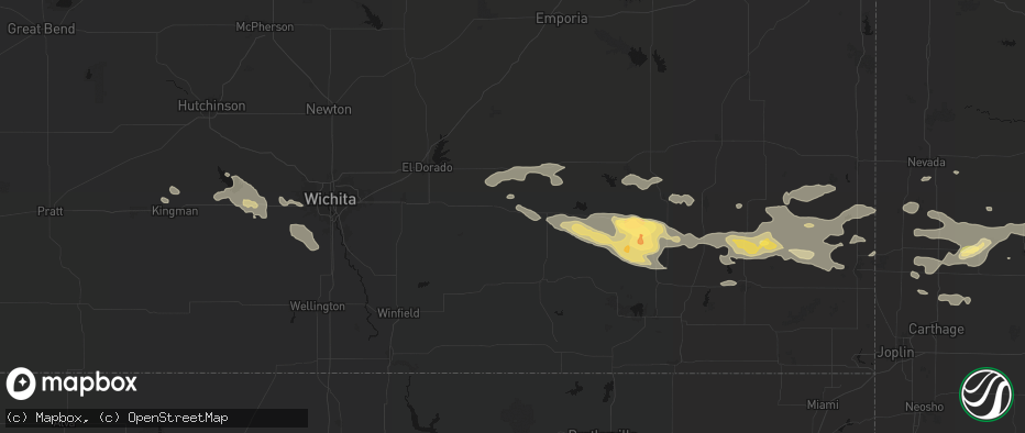 Hail map in Piedmont, KS on July 10, 2026