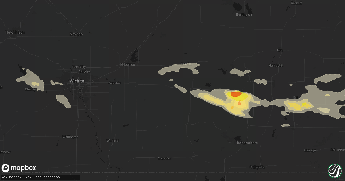 Hail map in Piedmont, KS on July 10, 2026