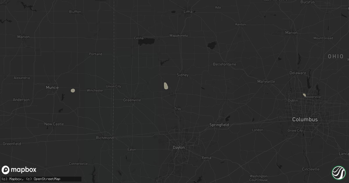 Hail map in Piqua, OH on July 10, 2026