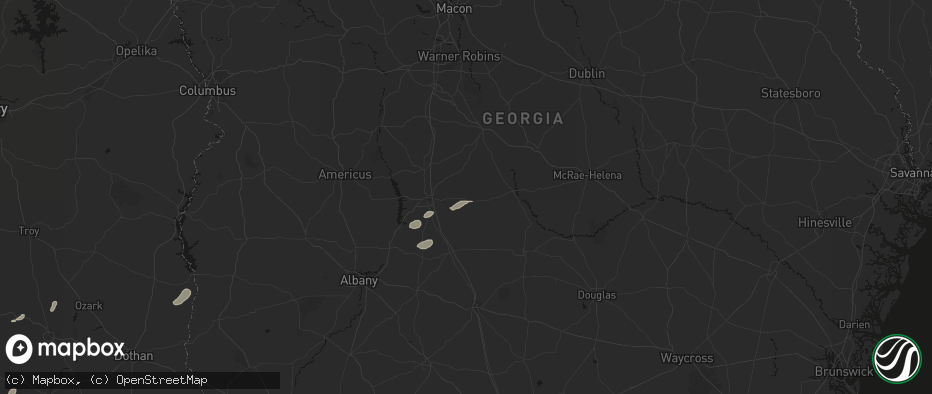 Hail map in Pitts, GA on July 10, 2026