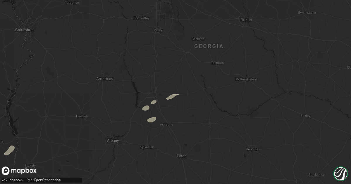 Hail map in Pitts, GA on July 10, 2026